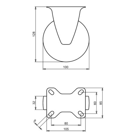 Kerék fix talpas fém felnis 100 31613