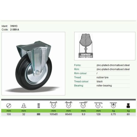 Kerék fix talpas fém felnis 100 31613
