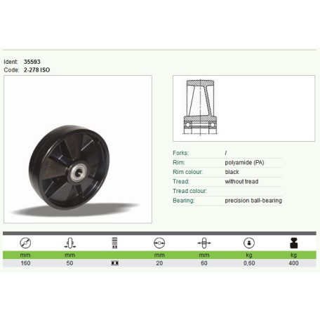 Kerék alap PA 400kg 160 35593