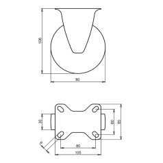 Kerék fix talpas fém felnis 80 59320