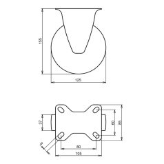 Kerék fix talpas fém felnis 125 59322