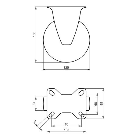 Kerék fix talpas fém felnis 125 59322