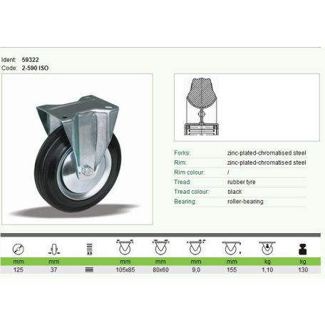 Kerék fix talpas fém felnis 125 59322