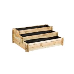   Fenyő magaságyás geotextíliával Natur Scala 3 szintes natúr 113x40x88cm