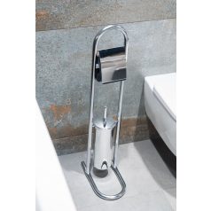 Króm WC papírtartó függesztett WC kefével
