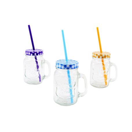 Üveg bögre szívószállal  700 ml Eng-213