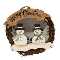 Rattan Ajtódísz Hóemberrel AT235070