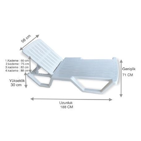 Napozóágy fehér  188x71 cm