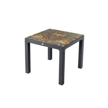 Rattan Asztal Színesüveg 90X90Cm A