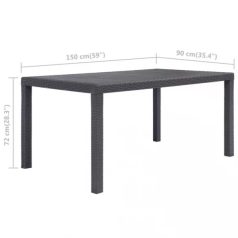 Rattan Asztal 150X90 Cm Barna