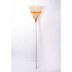   Lombgereblye Fém 18 Fog Rugós Erősítés Narancs Szín 120Cm Bükkfa Nyéllel