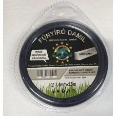 Műanyag vágószál alukevert 2,4mmx15 m négyszög