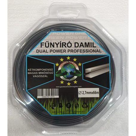 Műanyag vágószál Dual power 2,7mmx66m négyszög
