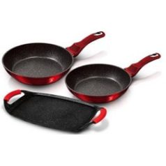   Berlinger Haus  Metallic Line Burgundy Edition Serpenyő,grill sütőlap szett 3+2db BH-1668