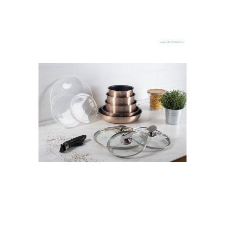 Berlinger Haus Metallic Rosegold Line 12 részes edénykészlet levehető nyéllel,márvány bevonattal BH-1591