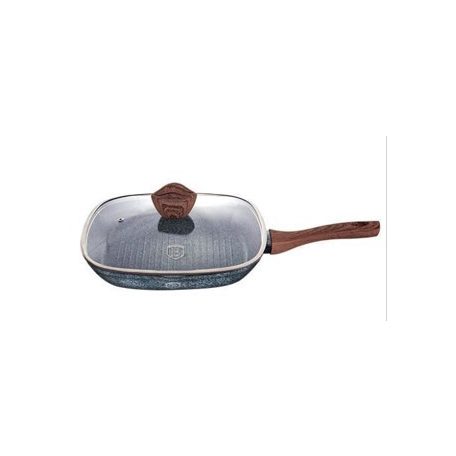 Berlinger Haus Forest Line grill serpenyő kő hatású márvány bevonattal, fa mintázatú nyéllel, fedővel, 28 cm BH-1599N