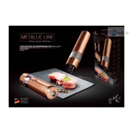 Berlinger Haus Metallic Rosegold Line 2 db-os elektromos fűszermalom készlet metál külső bevonattal, LED fénnyel BH-1905
