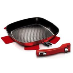   Berlinger Haus Metallic Burgundy Line grill serpenyő márvány bevonattal, levehető nyéllel, 28 cm BH-1947