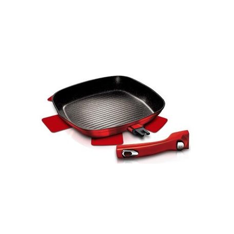 Berlinger Haus Metallic Burgundy Line grill serpenyő márvány bevonattal, levehető nyéllel, 28 cm BH-1947