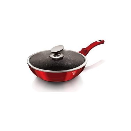Berlinger Haus Metallic Burgundy Line wok márvány bevonattal, fedővel, 28 cm BH-1265