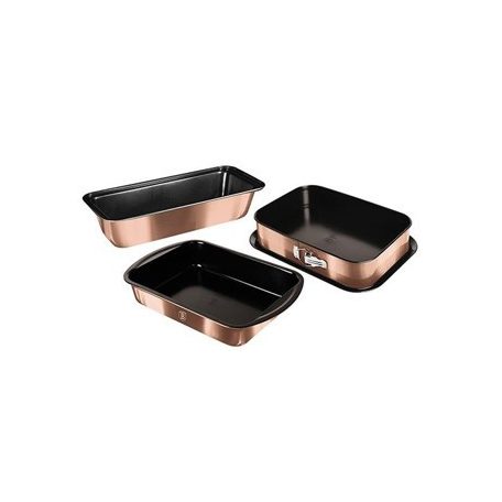 Berlinger Haus Metallic Rosegold Line 3 részes sütőforma készlet titán bevonattal, metál külső bevonattal BH-7633