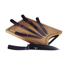   Berlinger Haus Purple Eclipse Collection 6 részes késkészlet bambusz vágódeszkával, lila BH-2683