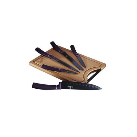 Berlinger Haus Purple Eclipse Collection 6 részes késkészlet bambusz vágódeszkával, lila BH-2683