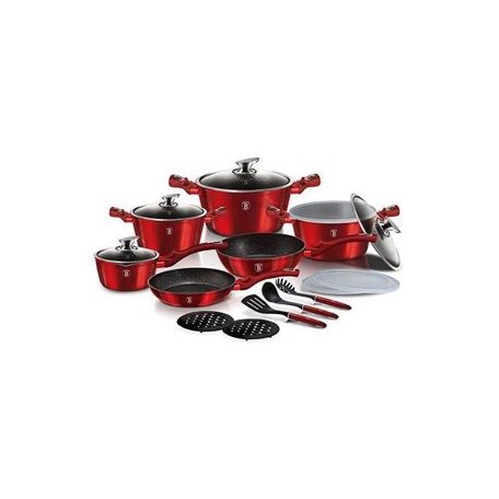 Berlinger Haus Metallic Burgundy Line 15+3 részes edénykészlet márvány bevonattal, metál külső bevonattal BH-7035