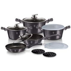   Berlinger Haus Carbon Pro Collection 10+3 részes edénykészlet márvány bevonattal BH-6886