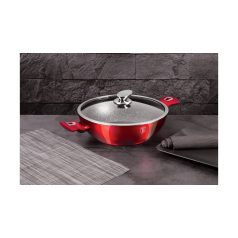   Berlinger Haus Metallic Burgundy Line wok fedővel, márvány bevonattal, metál külső bevonattal, 30 cm  BH-7110