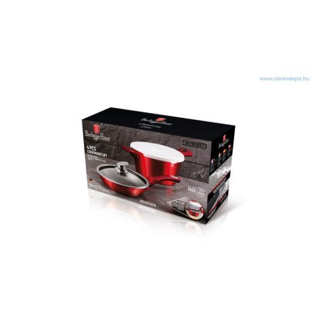 Berlinger Haus Metallic Burgundy Line 4 részes edénykészlet márvány bevonattal, metál külső bevonattal  BH-6779 