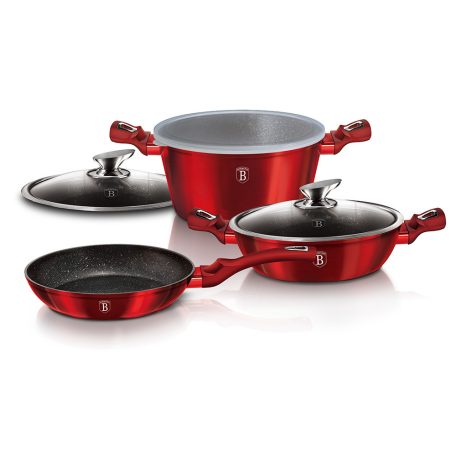 Berlinger Haus Metallic Burgundy Line 6 részes edénykészlet márvány bevonattal, metál külső bevonattal BH-6780