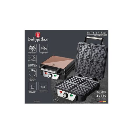 Berlinger Haus Metallic Rosegold Line 4 szeletes gofrisütő titán bevonattal BH-9452