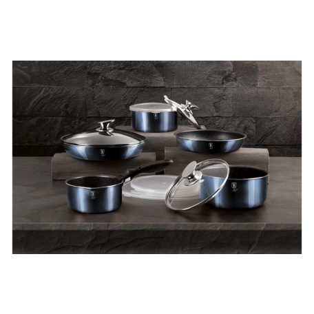 Berlinger Haus Metallci Aquamarine Line 12 részes edénykészlet márvány bevonattal, levehető nyéllel  BH-6101 