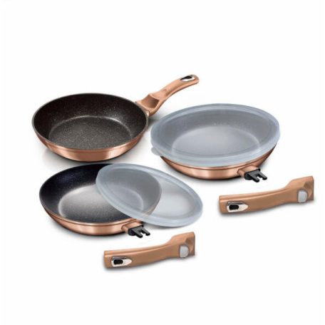 Berlinger Haus Metallic Rosegold Line 5 részes serpenyőkészlet márvány bevonattal, metál külső bevonattal BH-7054