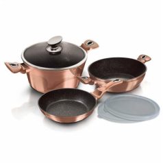   Berlinger Haus Metallic Rosegold Line 6 részes edénykészlet márvány bevonattal, metál külső bevonattal BH-7047