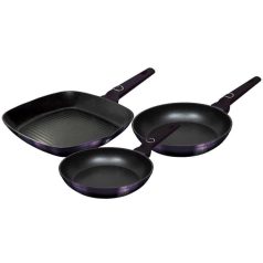   Berlinger Haus Purple Eclipse Collection 3 részes serpenyőkészlet grill serpenyővel, titán bevonattal BH-7104
