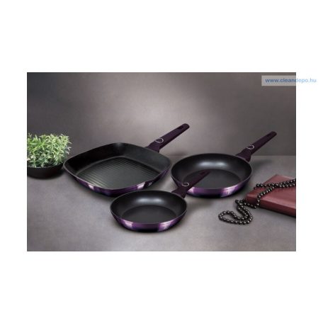 Berlinger Haus Purple Eclipse Collection 3 részes serpenyőkészlet grill serpenyővel, titán bevonattal BH-7104
