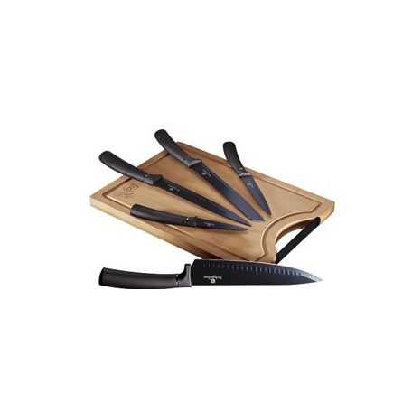 Berlinger Haus Carbon Pro Collection 6 részes késkészlet bambusz vágódeszkával BH-2567A