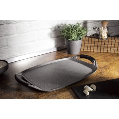   Berlinger Haus Stone Touch Line grill sütőlap kő hatású márvány bevonattal, szilikon fogókkal 47 cm  szürke fekete BH-1592