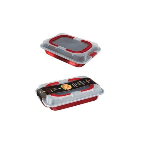 Berlinger Haus Metallic Burgundy Line szögletes tortaforma tapadásmentes bevonattal, fedővel BH-7862