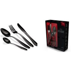   Berlinger Haus 6 személyes rozsdamentes acél evőeszköz készlet, fényes fekete BH-3077