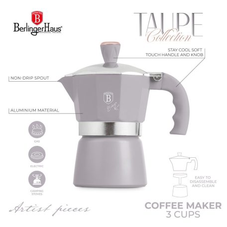 Berlinger Haus Taupe Collection 3 személyes kávéfőző BH-8568 