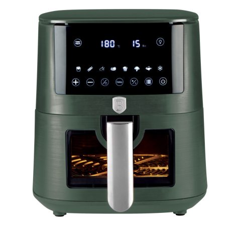 Berlinger Haus Matte Green Collection Air Fryer digitális forró levegős sütő átlátszó ablakkal 5 L BH-9709