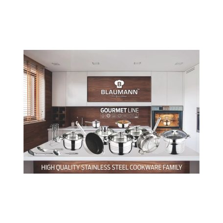 Blaumann Gourmet Line rozsdamentes acél fazék fedővel, bakelit fogóval, 26 cm BL-3825 