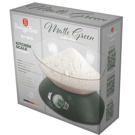 Berlinger Haus Matte Green Collection konyhai mérleg tálal  BH-9619 