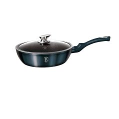   Berlinger Haus Metallic Aquamarine Line mély serpenyő márvány bevonattal, metál külső bevonattal, fedővel 24 cm sötétkék BH-1880 
