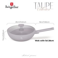   Berlinger Haus Taupe Collection wok titán bevonattal, fedővel BH-8094 