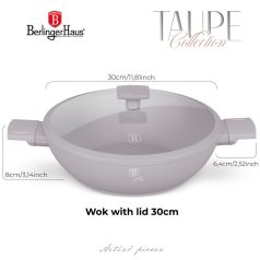   Berlinger Haus Taupe Collection wok titán bevonattal, fedővel  30 cm BH-8095 