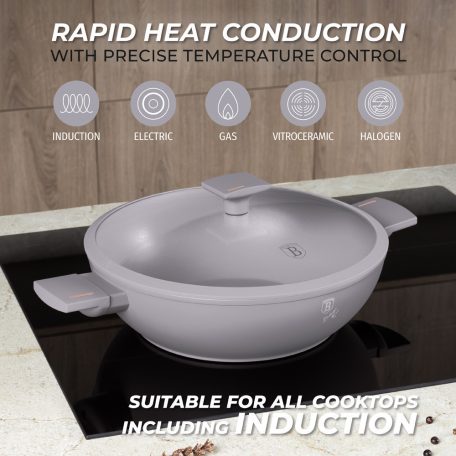 Berlinger Haus Taupe Collection wok titán bevonattal, fedővel  30 cm BH-8095 